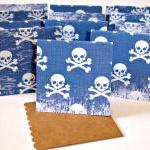 Handmade Mini Cards, Skull Design Set Of 12 Cards..