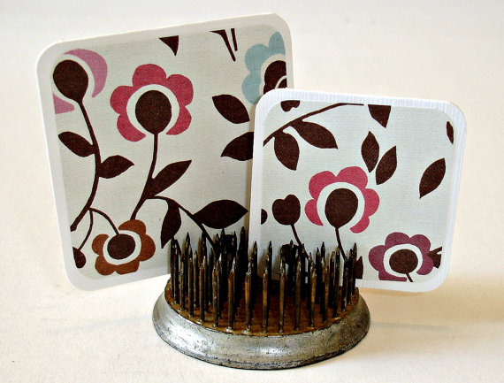 Mini Cards, Handmade Mini Card Set - Willow Flowers Design, Set Of 12 Thank You Notes, Personal Greetings